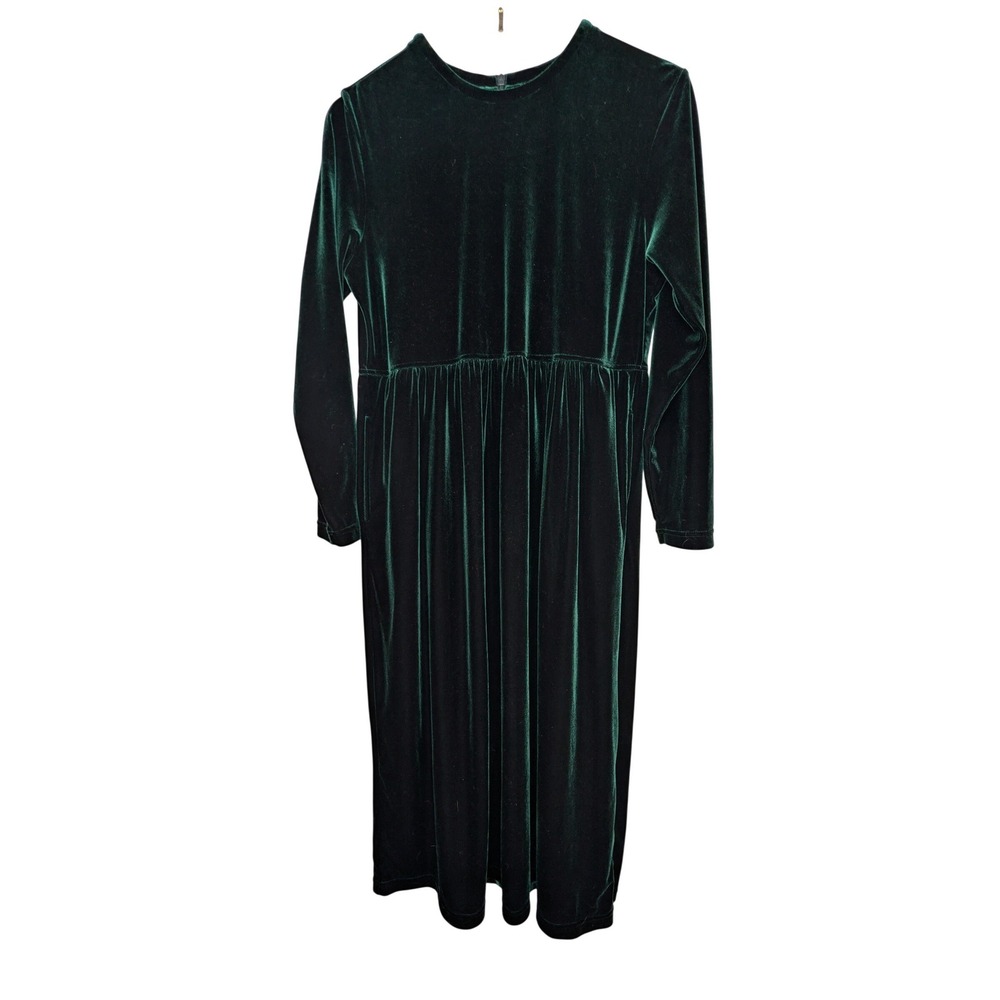 Jacqueline Ferrar Emerald Green Velvet Long Sleeve Midi Dress 8P 705244